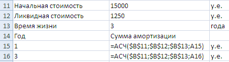 Решение задачи с помощью функции АСЧ