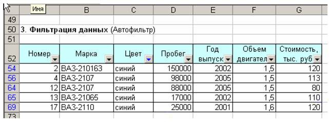 Использование фильтра