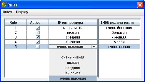 Окно редактора базы правил
